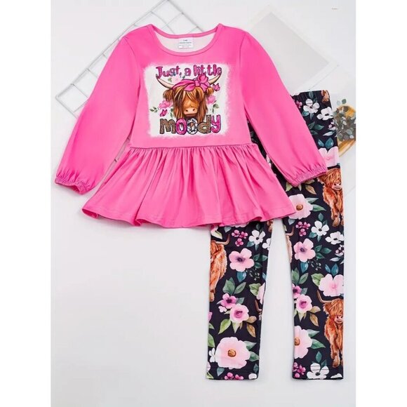 2PC set Girl's Long Sleeve Top & Pants Set, Cartoon Pattern Casual Outfits - Picture 1 of 4